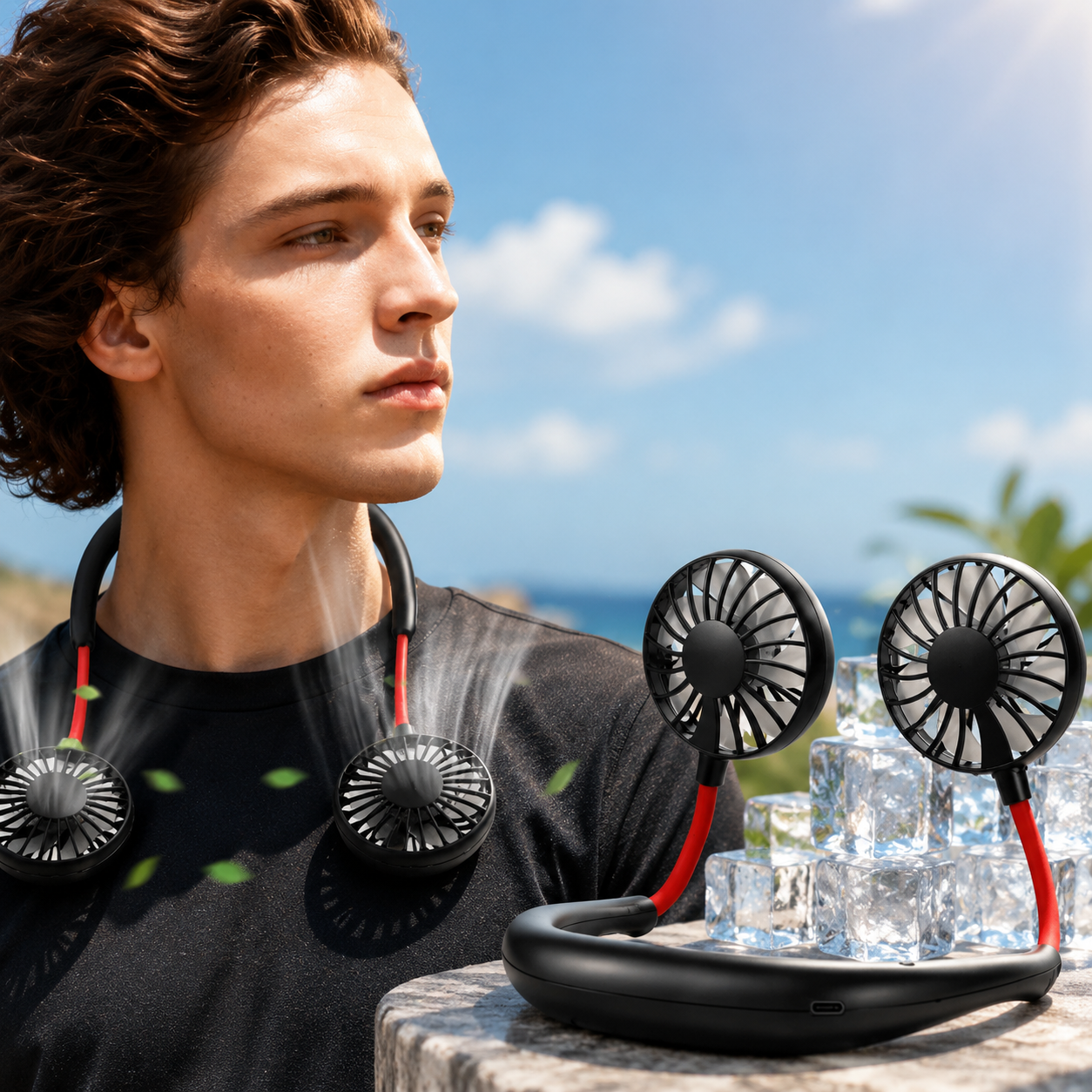 Rechargeable Neck Fan With Hands-Free Portable Cooling