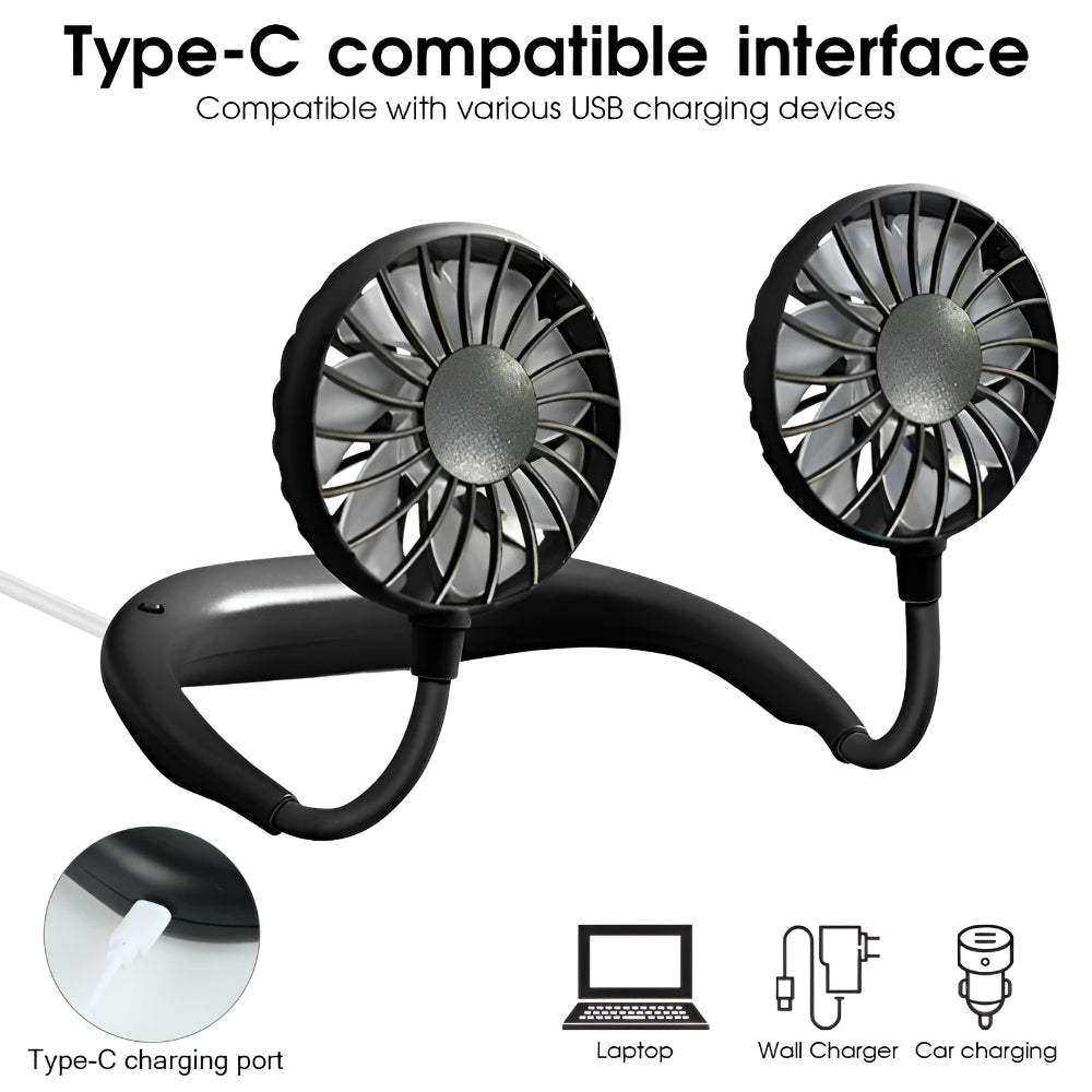 Rechargeable Neck Fan With Hands-Free Portable Cooling