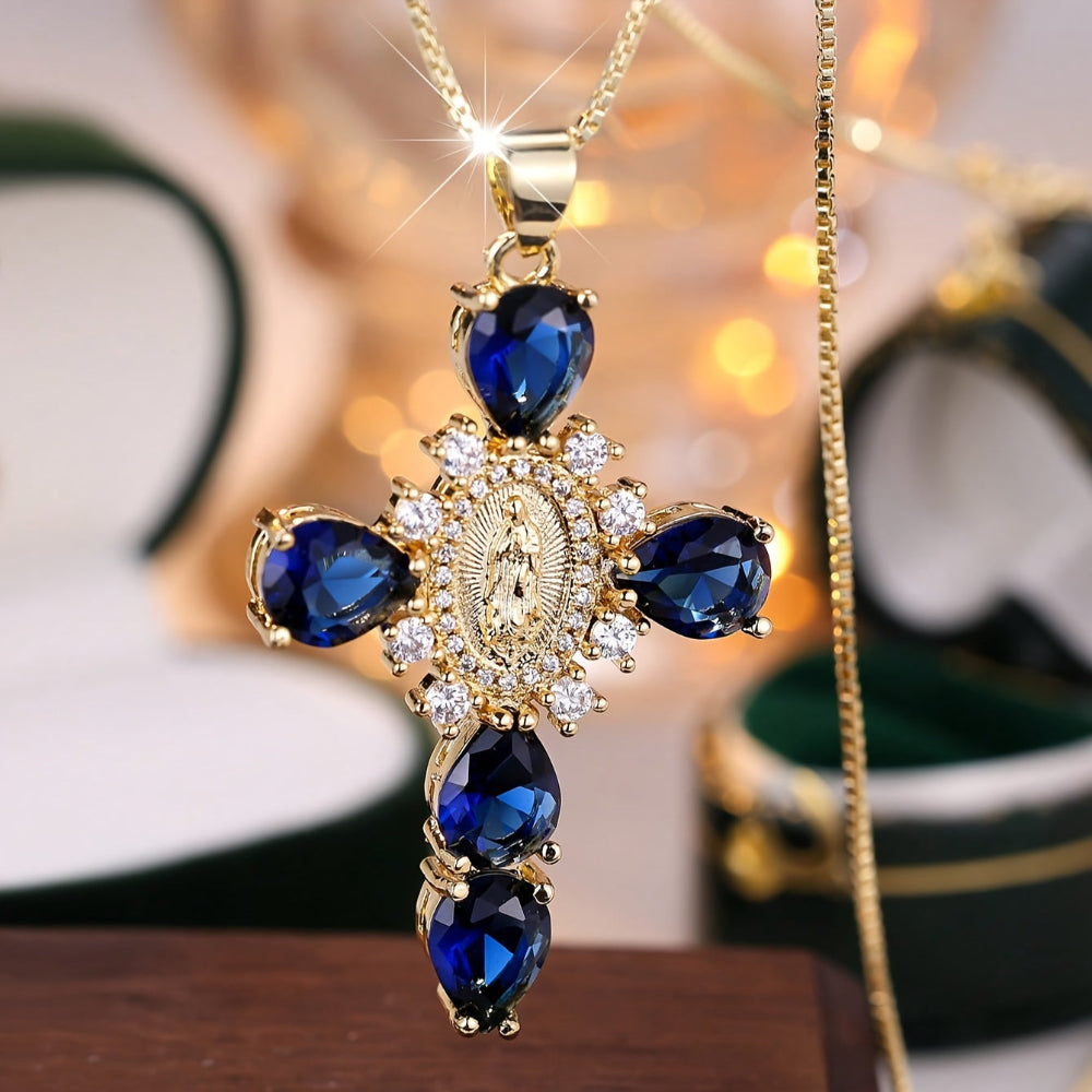Collier Croix en Or avec Zircon Cubique pour Cadeau de la Fête des Mères