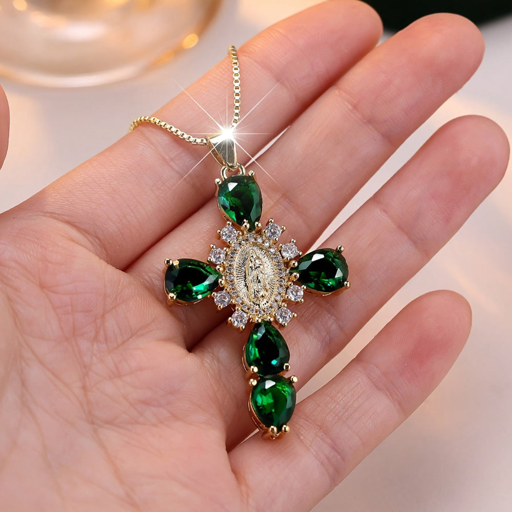 Collier Croix en Or avec Zircon Cubique pour Cadeau de la Fête des Mères