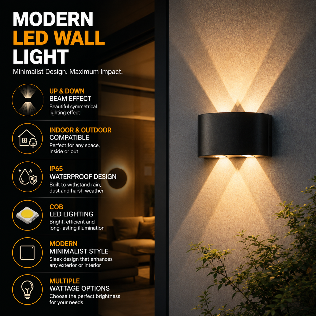 مصباح جداري LED خارجي لإضاءة تزيينية عصرية للمنزل