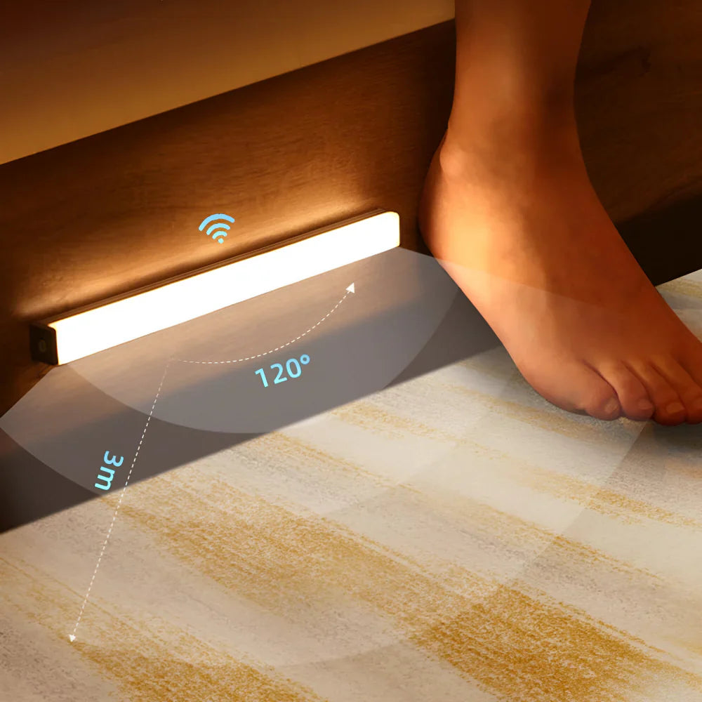 LED noční světelný pásek s pohybovým senzorem pro ložnici a schody