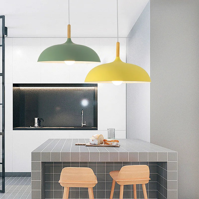Lámpara de techo con acento de roble y LED cálido para sala de estar y dormitorio
