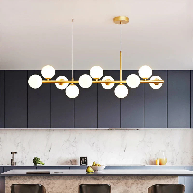 Lampada a sospensione in vetro NordicGlow per cucina, elegante plafoniera nera