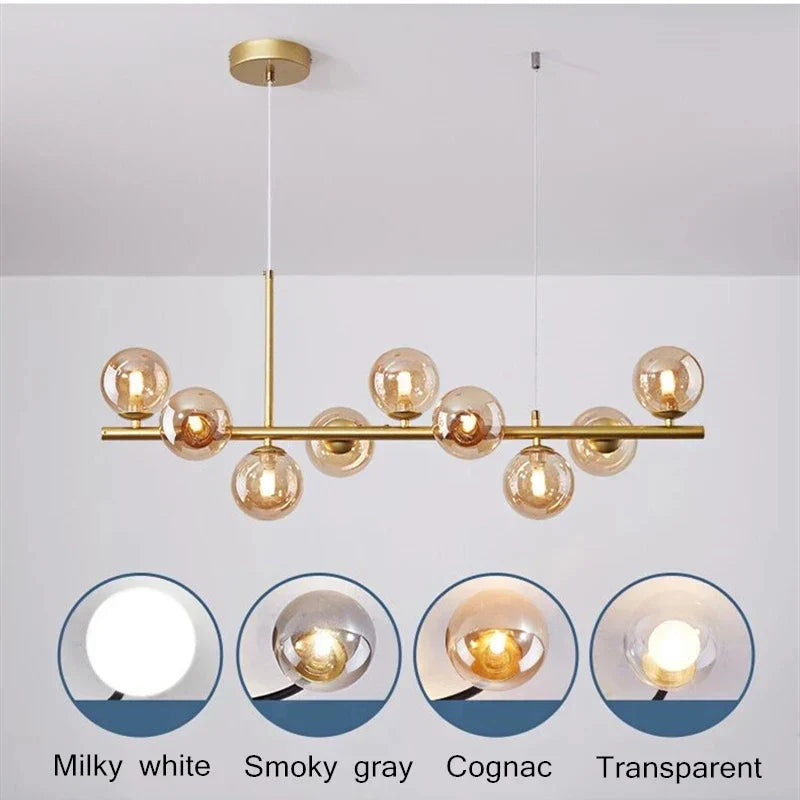 Lampada a sospensione in vetro NordicGlow per cucina, elegante plafoniera nera
