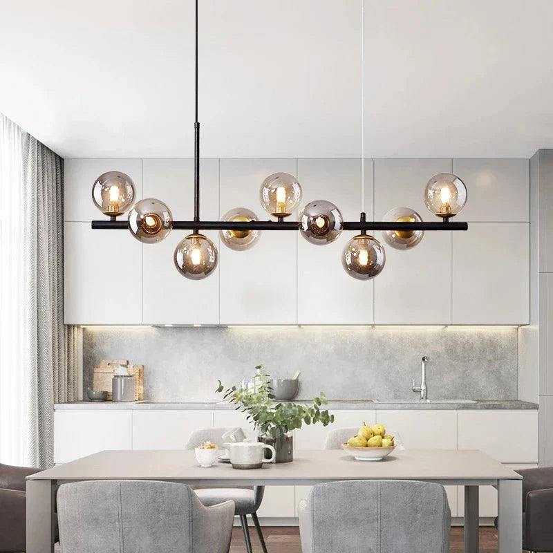 Lampada a sospensione in vetro NordicGlow per cucina, elegante plafoniera nera