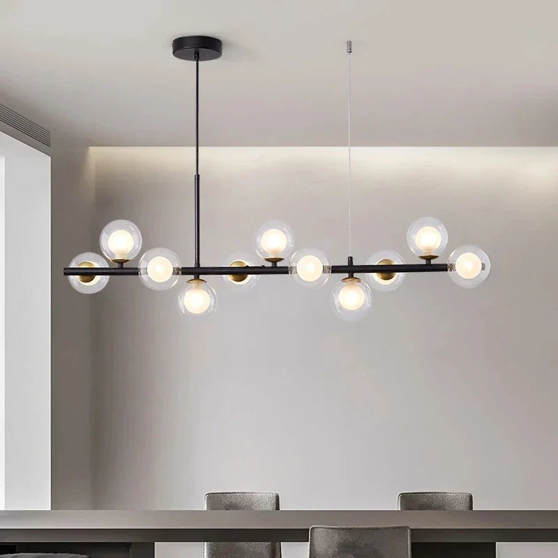 Lampada a sospensione in vetro NordicGlow per cucina, elegante plafoniera nera