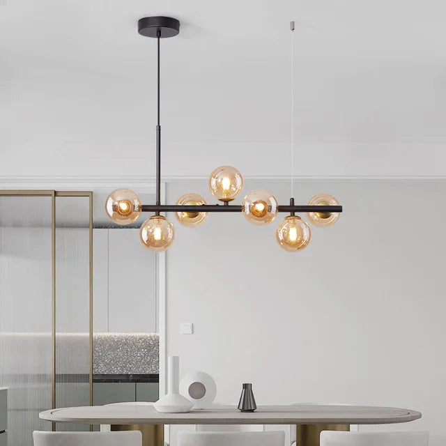Lampada a sospensione in vetro NordicGlow per cucina, elegante plafoniera nera