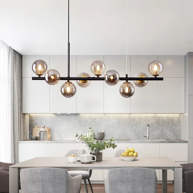 Lampada a sospensione in vetro NordicGlow per cucina, elegante plafoniera nera