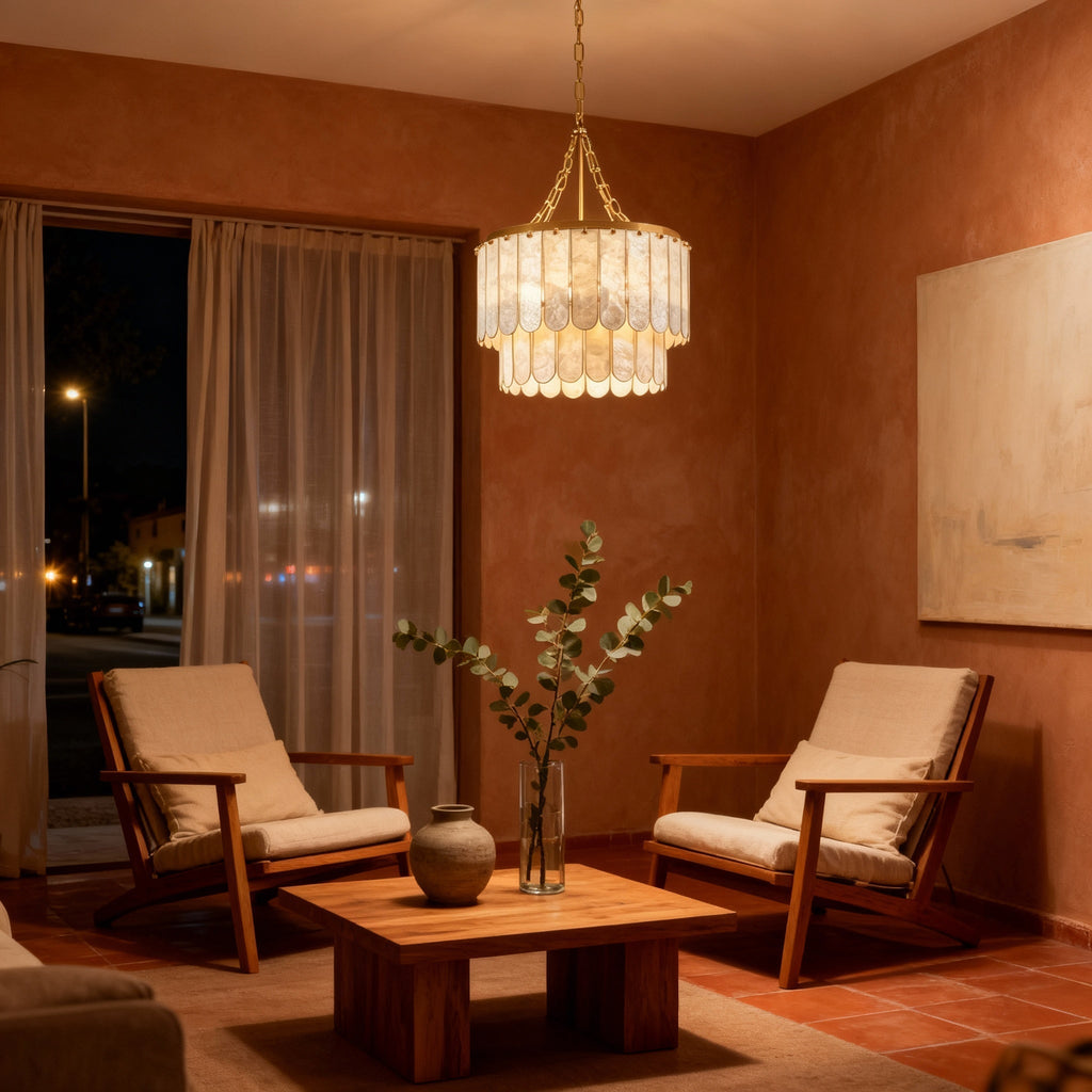 AuroraLume Elegante Moderne Capiz Schelp Eetkamer Kroonluchter