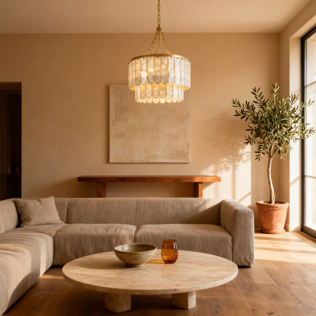 AuroraLume Elegante Moderne Capiz Schelp Eetkamer Kroonluchter