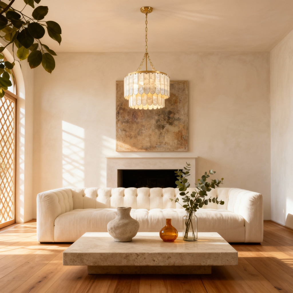 AuroraLume Elegante Moderne Capiz Schelp Eetkamer Kroonluchter