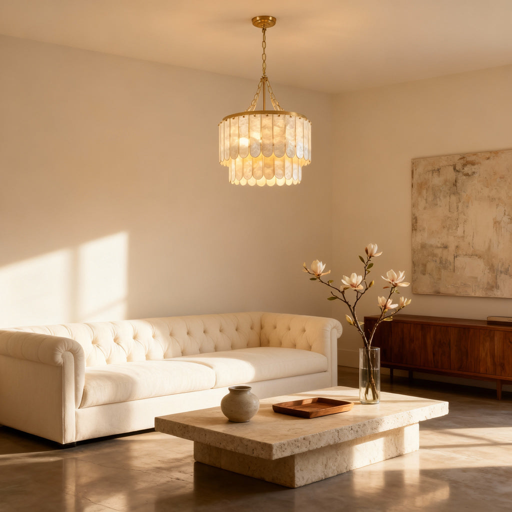 AuroraLume Elegante Moderne Capiz Schelp Eetkamer Kroonluchter