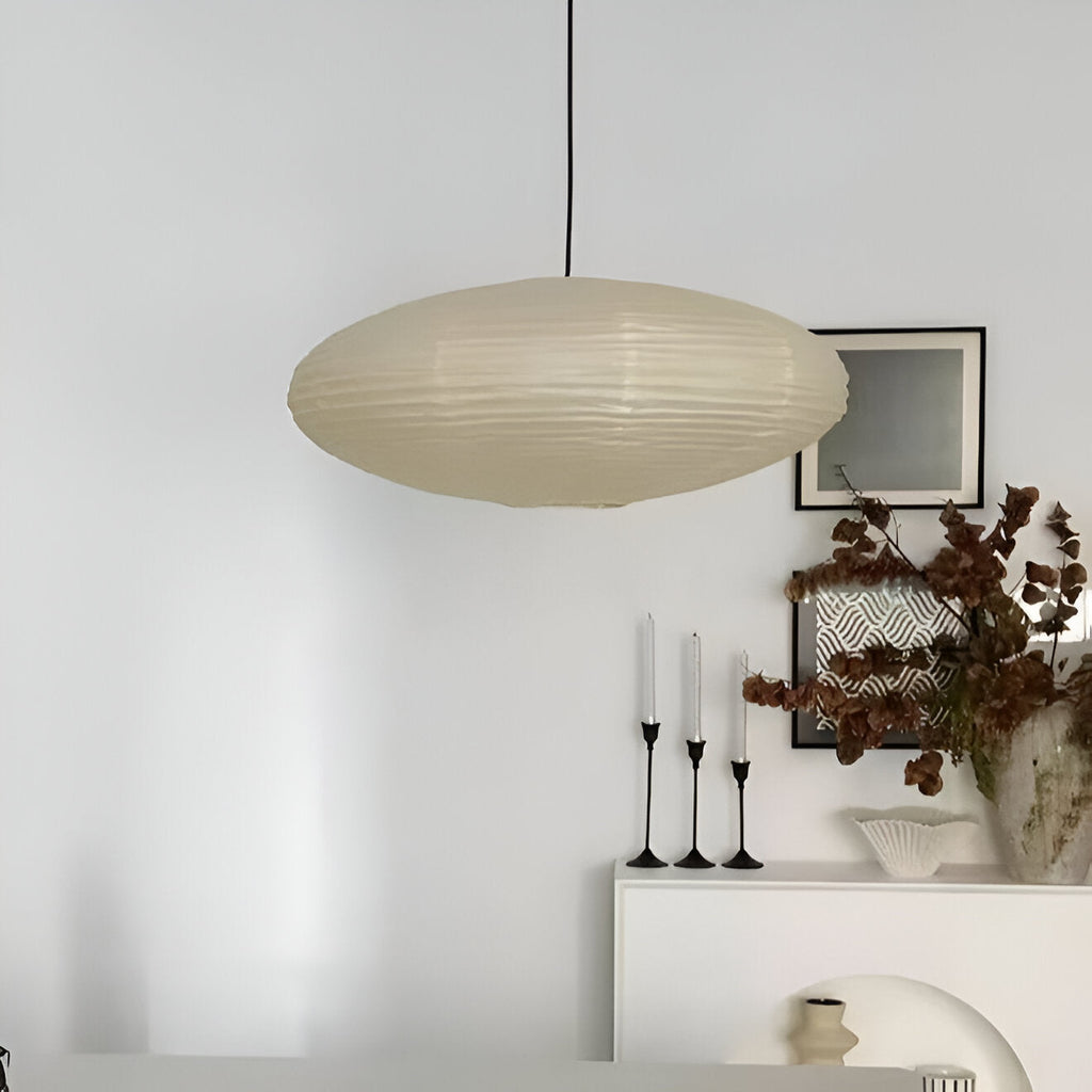 Lampada da soffitto Japandi in carta di gelso con LED bianco geometrico 50/60 cm
