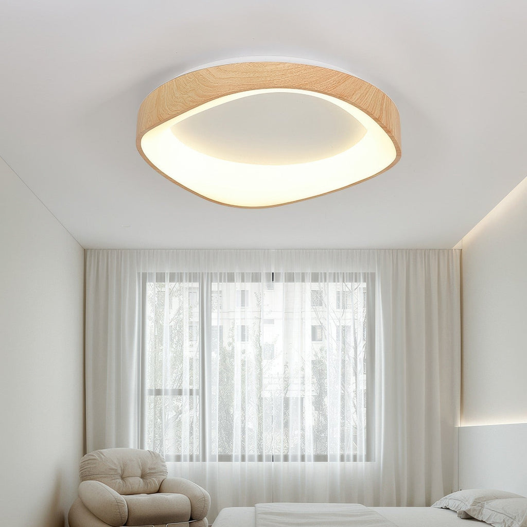 Wood Look Scandinavian LED Ceiling Light For Living Room And Bedroom