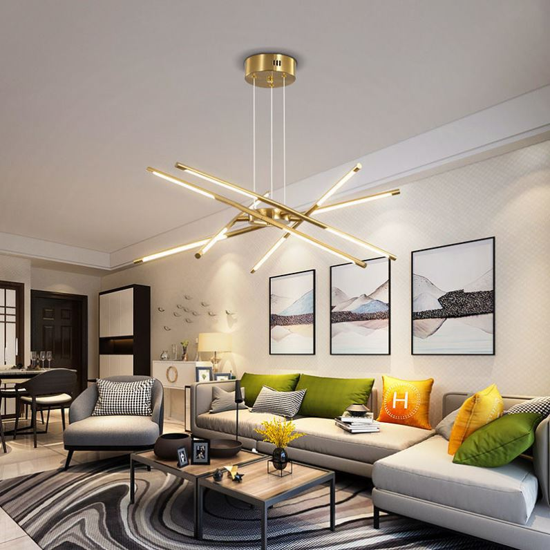 Lustre Aurora Web Gold avec éclat ambiant chaud pour pièces modernes