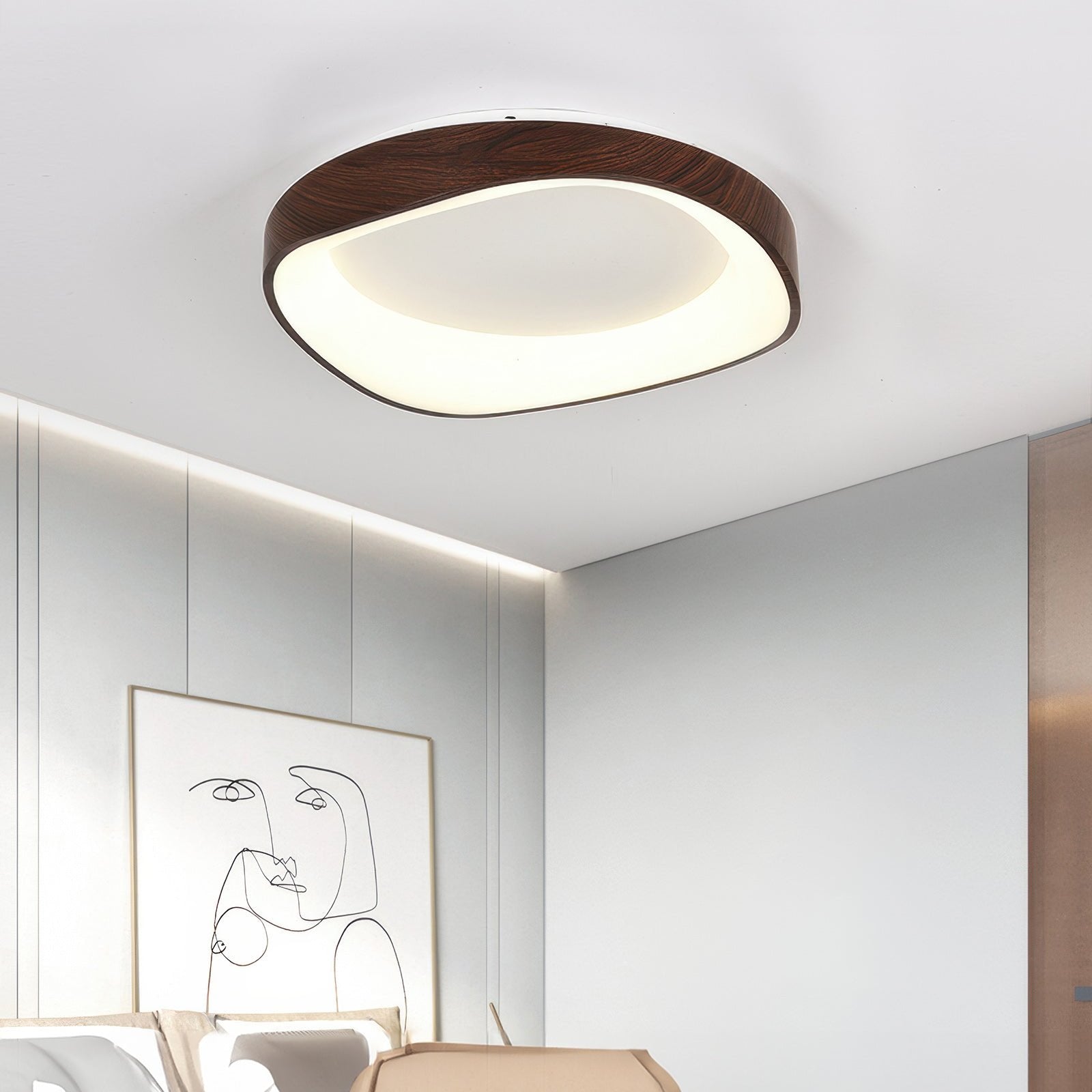 Wood Look Scandinavian LED Ceiling Light For Living Room And Bedroom