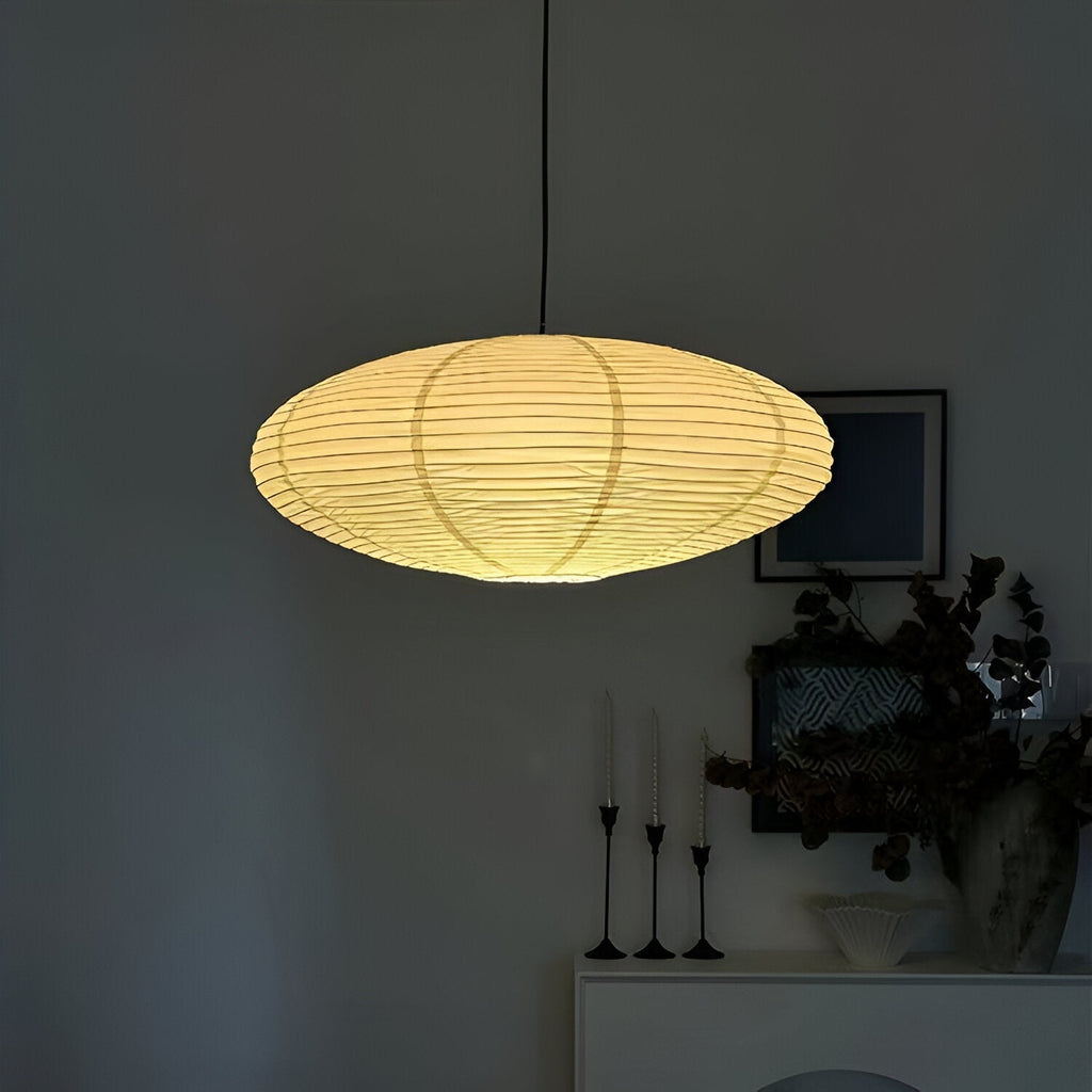 Lampada da soffitto Japandi in carta di gelso con LED bianco geometrico 50/60 cm