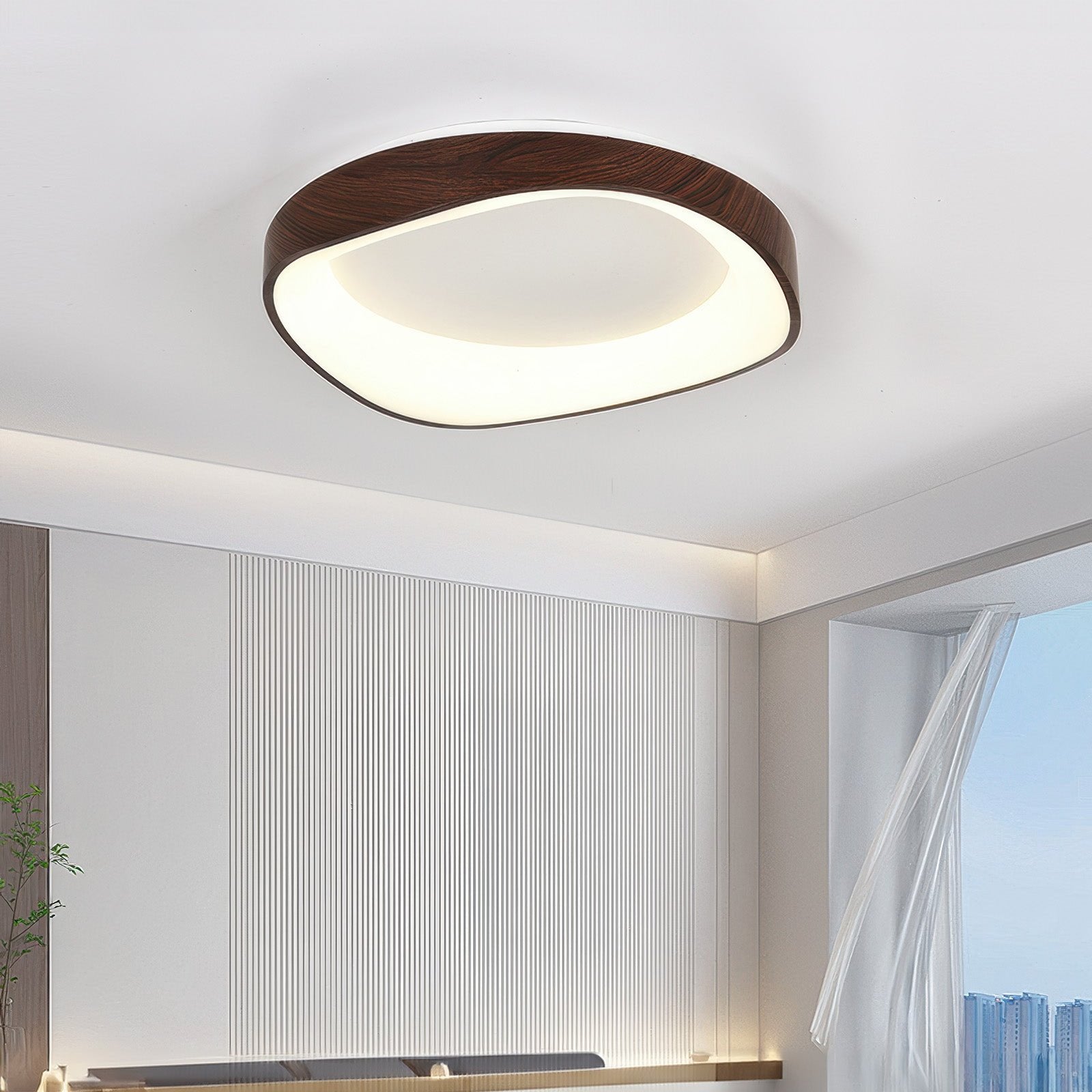 Wood Look Scandinavian LED Ceiling Light For Living Room And Bedroom