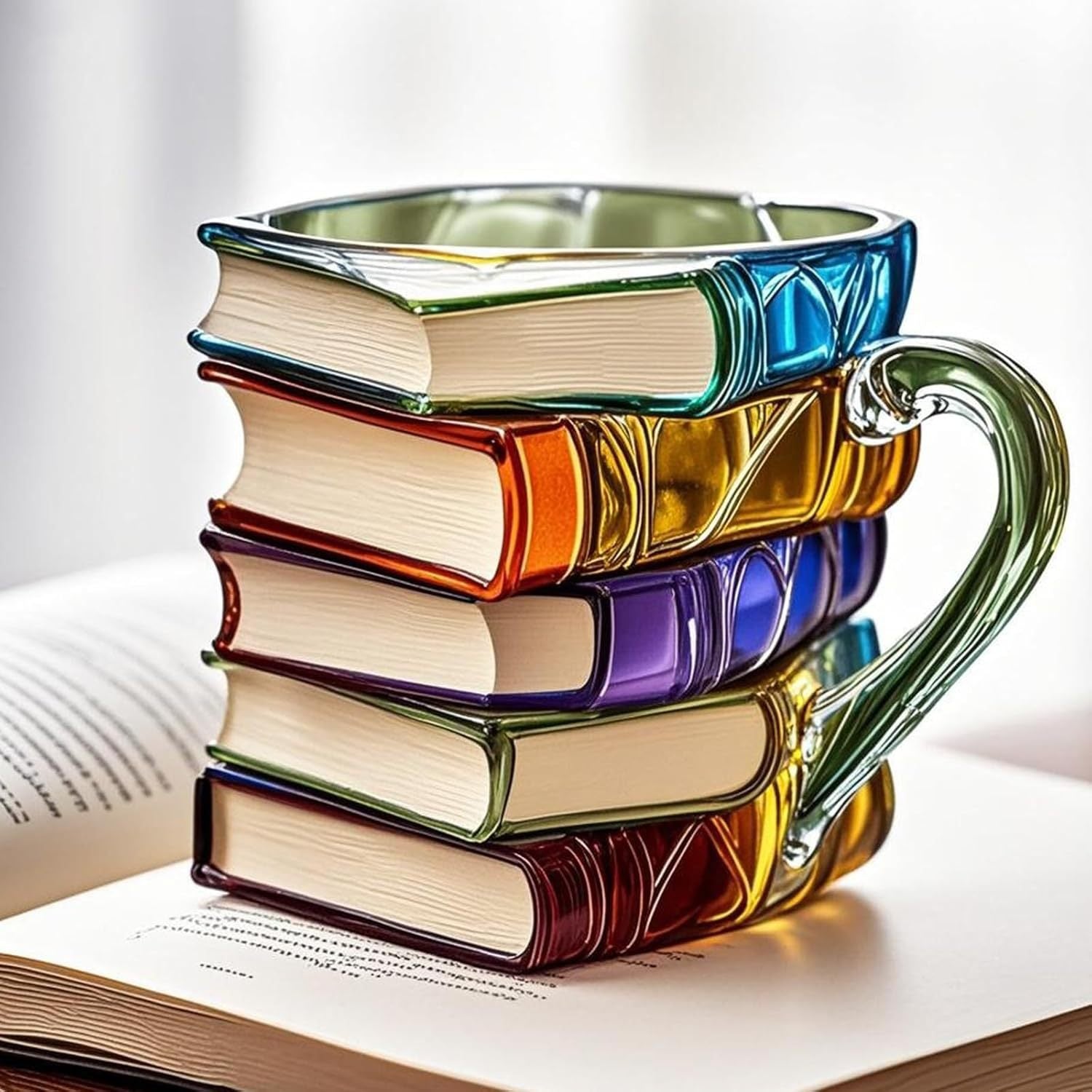 Tazza 3D per amanti del caffè con tema libro e decorazione da scrivania