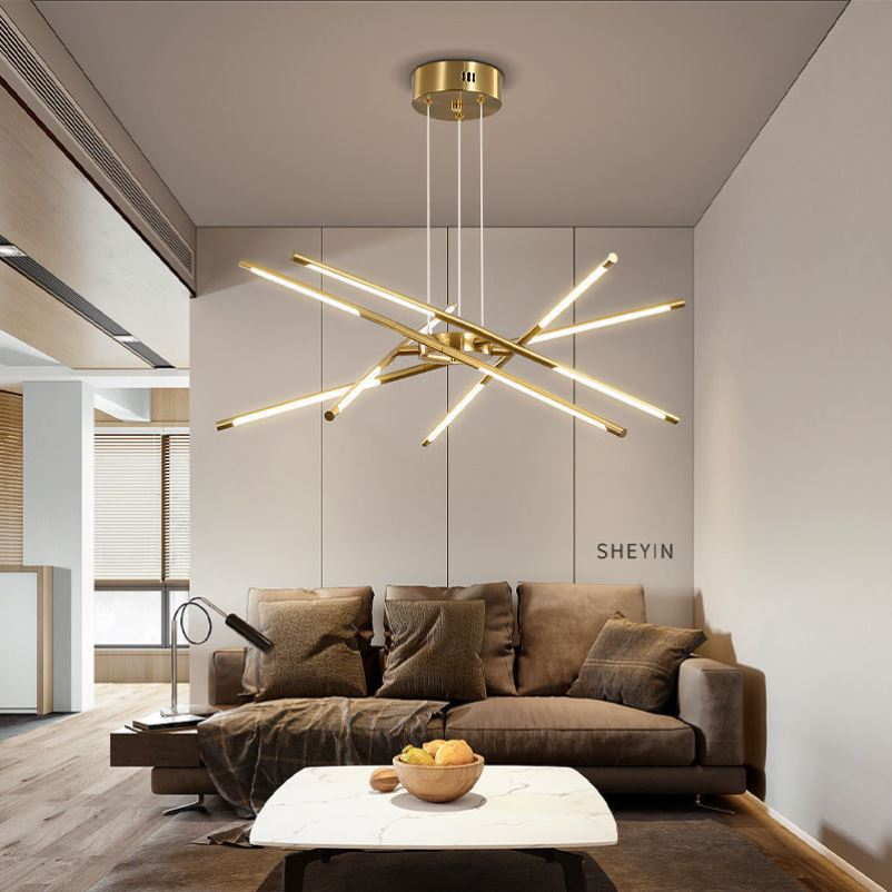 Lustre Aurora Web Gold avec éclat ambiant chaud pour pièces modernes