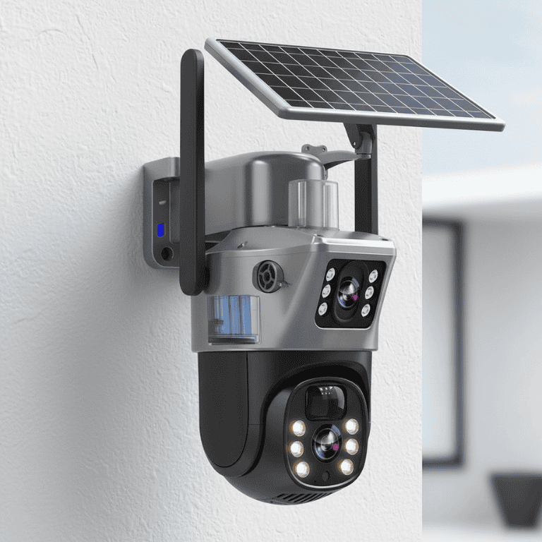 SolaraGuard 4K kabellose Sicherheitskamera mit Solarpanel und 360-Grad-Rundumsicht