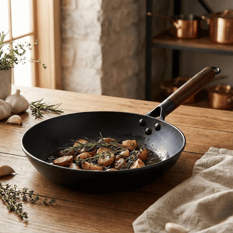 EmberCraft Gjutjärnspanna, Robust Nonstick Stekpanna, Jämn Värmefördelning