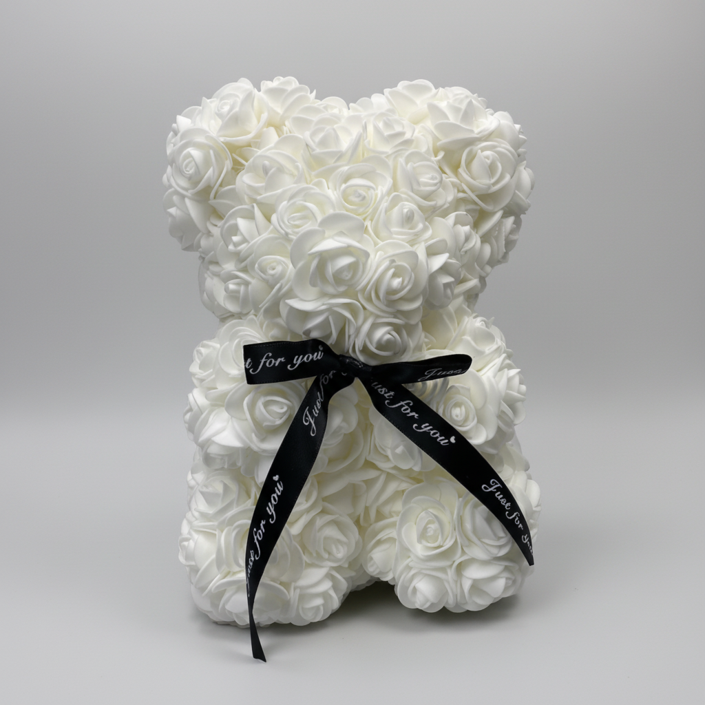 Rose Bear Gift For Mother's Day With Artificial Flower Teddy Decor