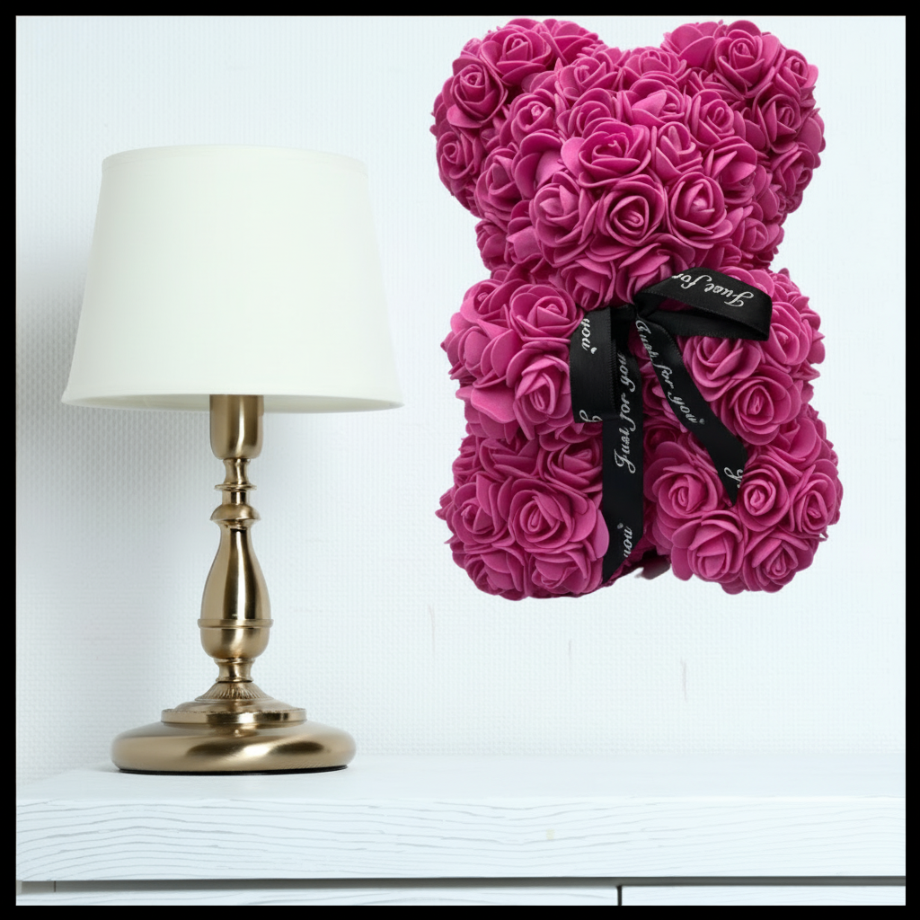 Rose Bear Gift For Mother's Day With Artificial Flower Teddy Decor