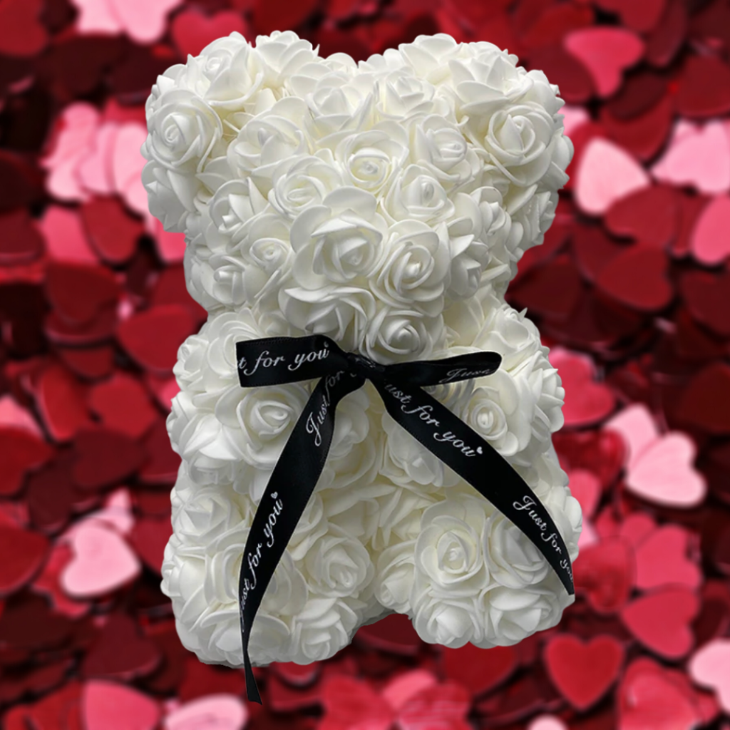 Rose Bear Gift For Mother's Day With Artificial Flower Teddy Decor