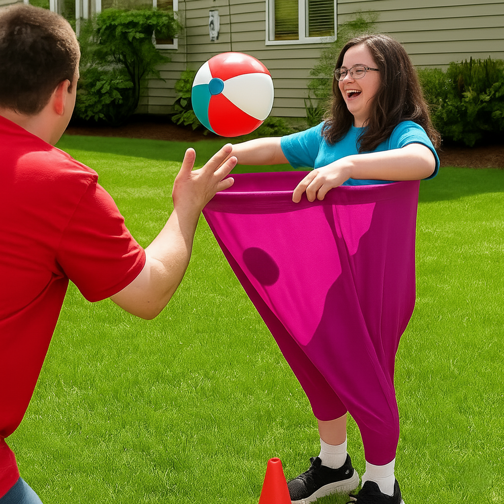 Family Outdoor Catching Ball Game For Active Play In Backyard