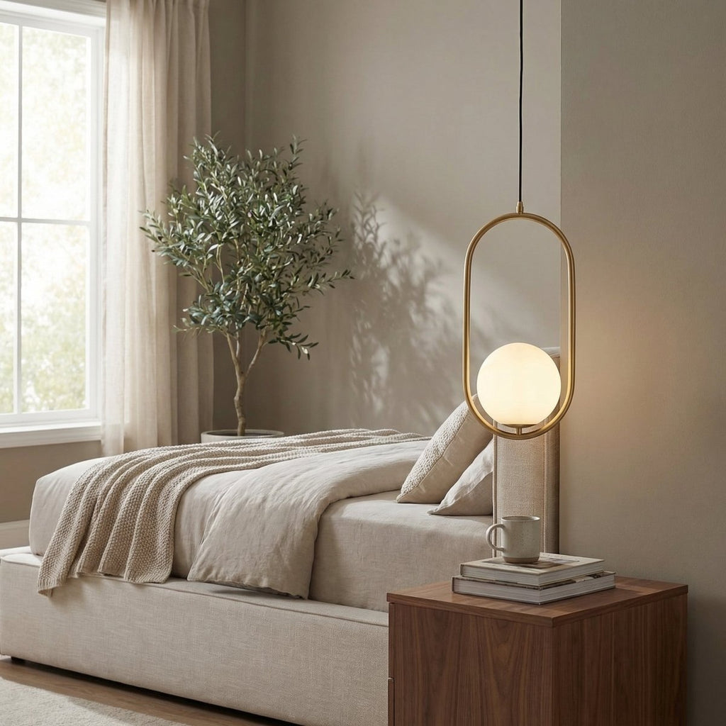 Metal Oval Frame Pendant Light Fixture Modern Design 18 Inches | Rosalyssa
