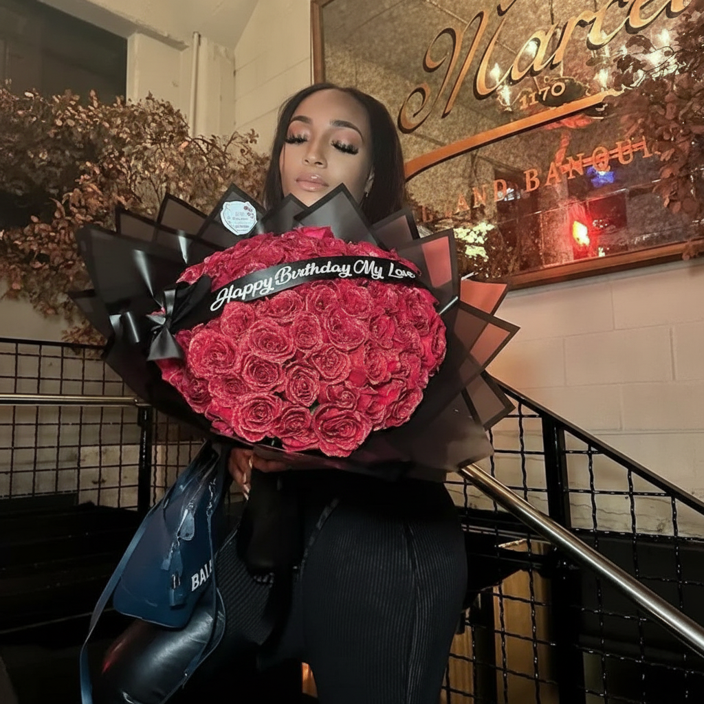 Blå glitterrose kunstig blomsterbukett til gave for anledninger