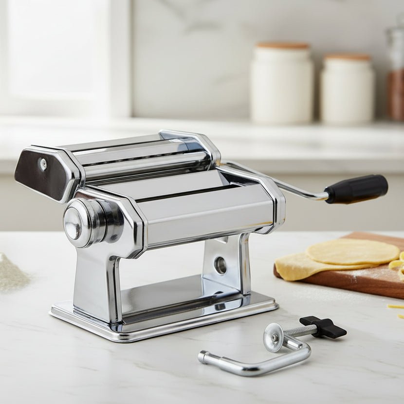 PastaCraft Hand Crank Pasta Machine With Seven Adjustable Thickness Settings