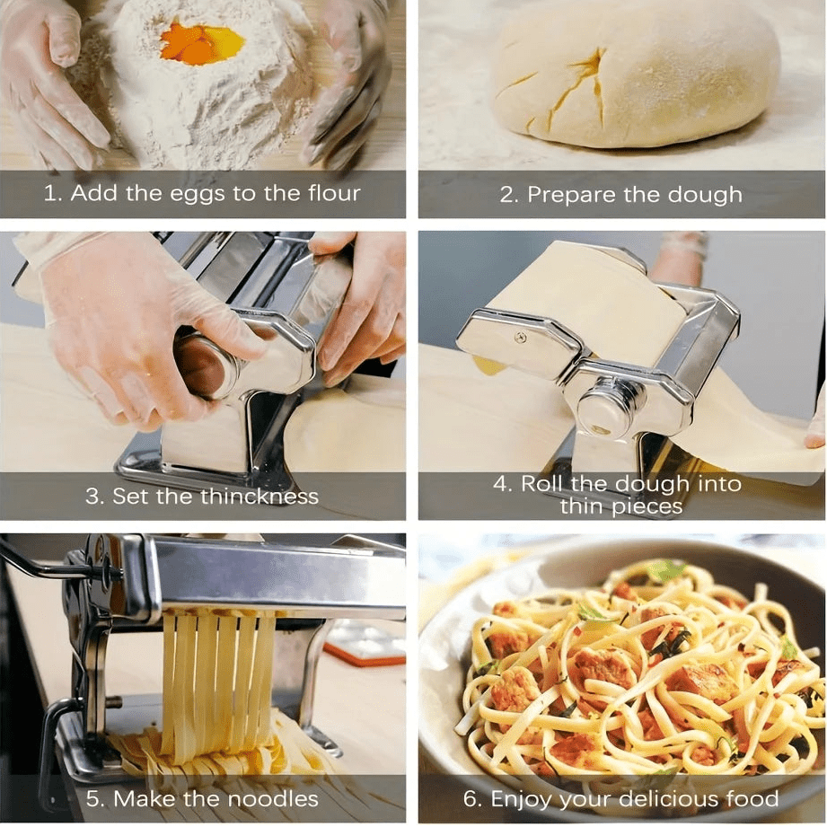 PastaCraft Hand Crank Pasta Machine With Seven Adjustable Thickness Settings