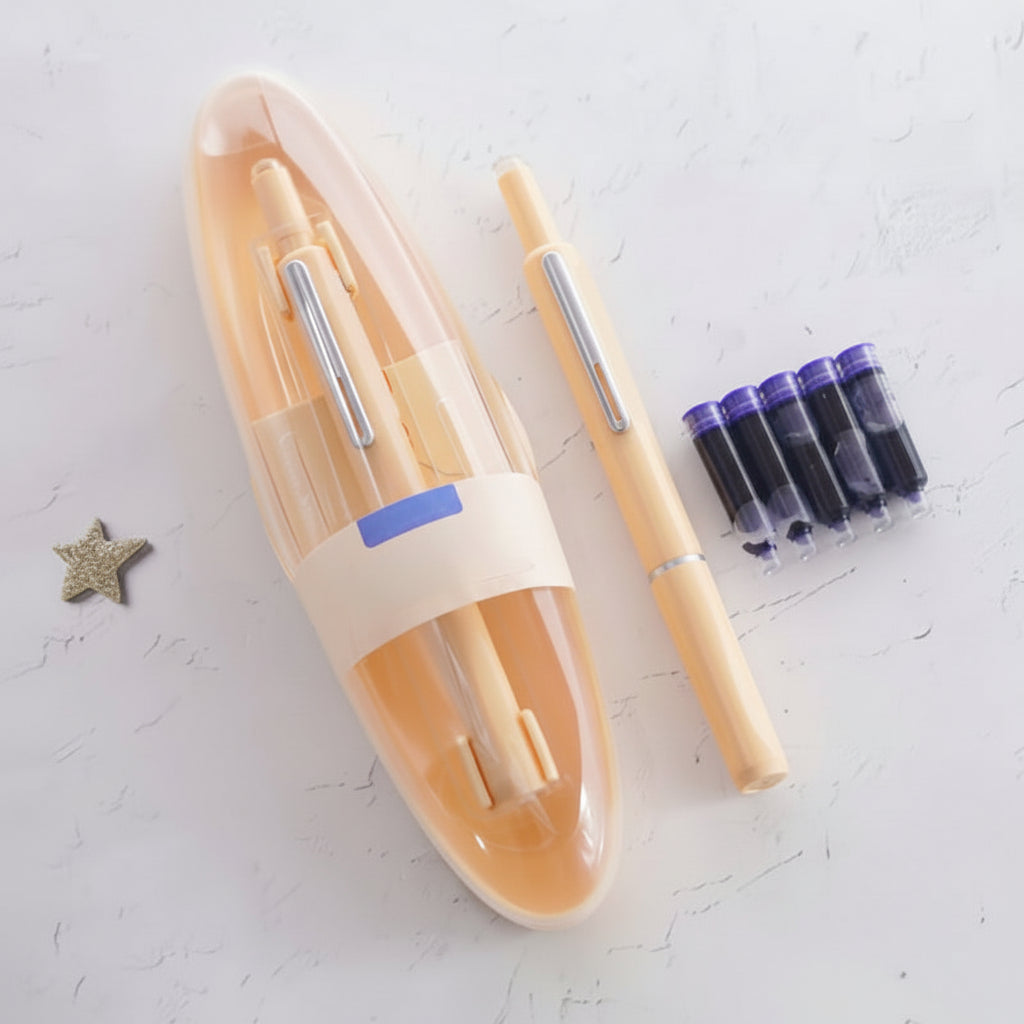 Fountainpenna i rostfritt stål, utdragbar och påfyllningsbar skrivredskap