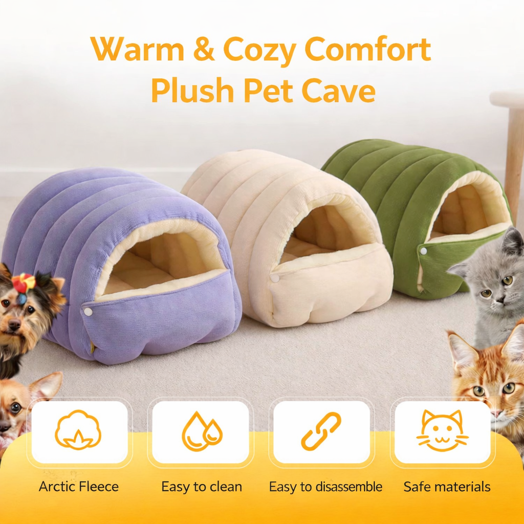 Cozy Plush Cat Cave Bed For Warm Indoor Sleeping And Relaxation