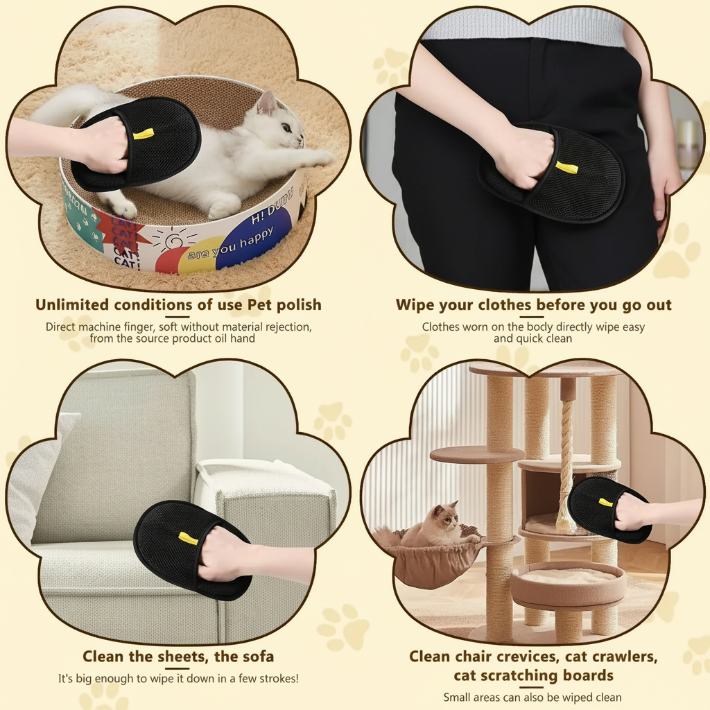 家具・衣類・カーペット用ペットの毛取りグローブ
