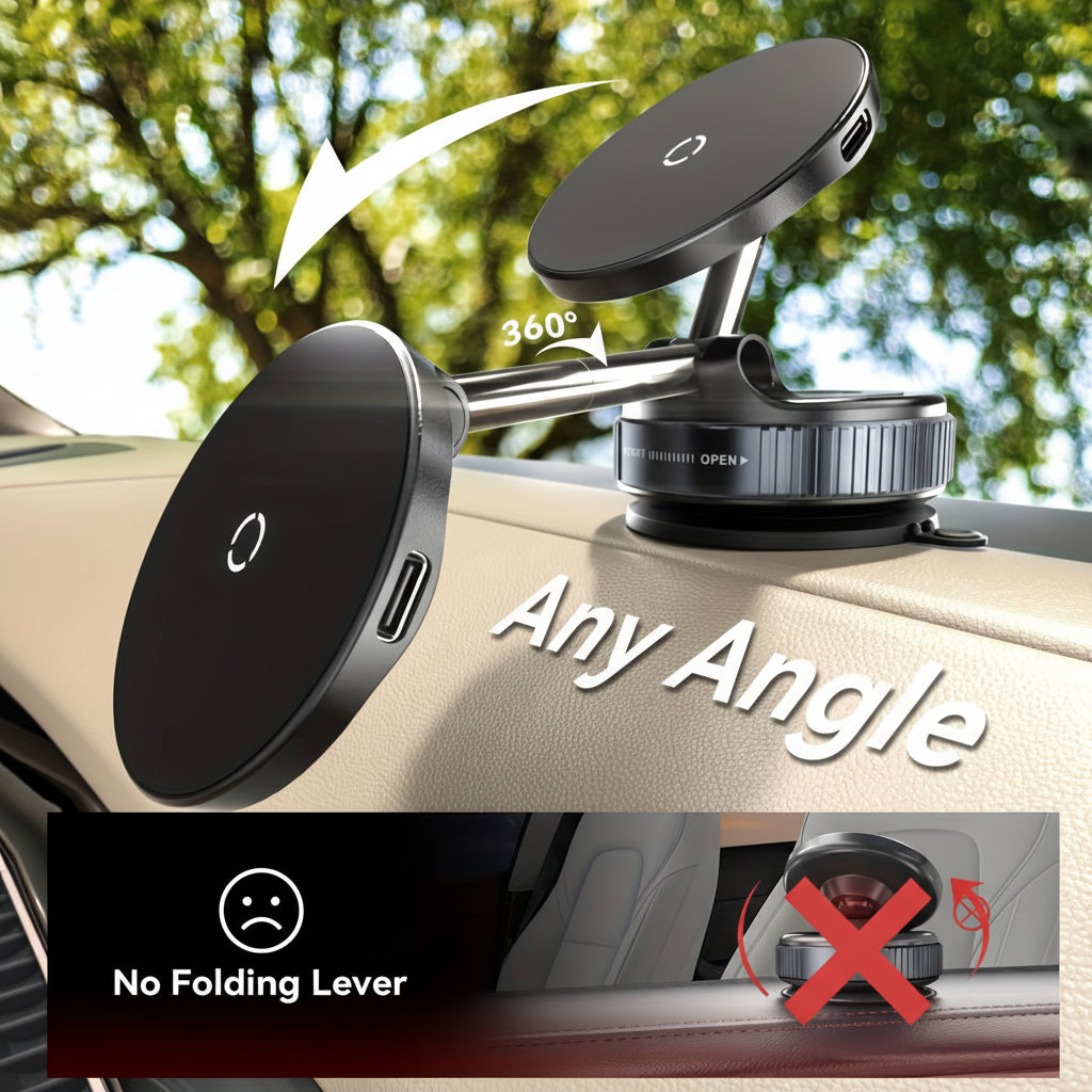 Magnetische aluminium autolader voor telefoon met dashboardhouder