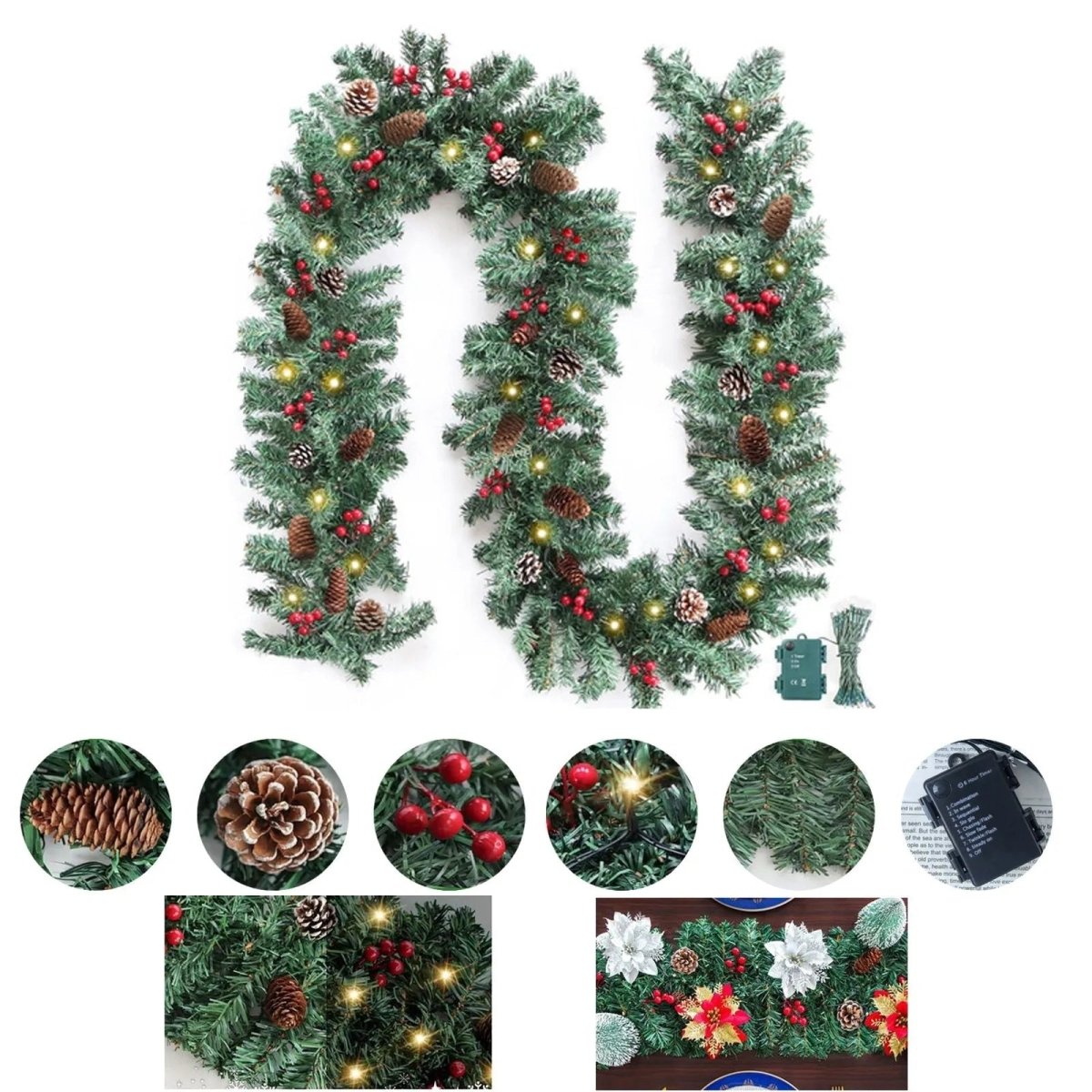 LumaGlow Verlichte Kerstslinger Met Timerfunctie