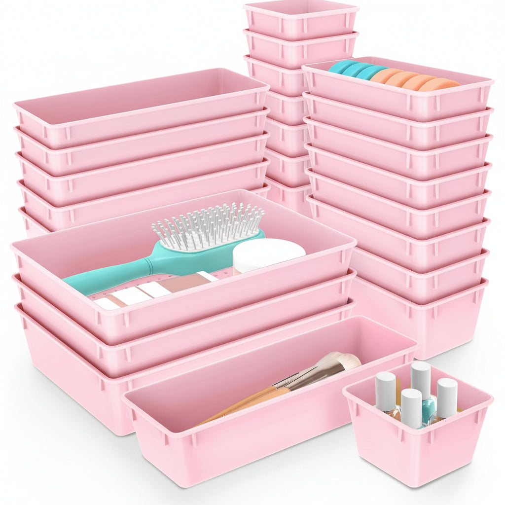 Ensemble de plateaux organisateurs en plastique pour tiroirs, cuisine, bureau et salle de bain