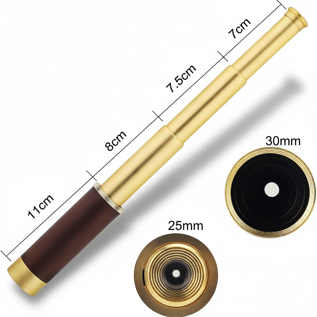 Brass Leather Monocular Telescope With 25x Zoom For Long Distance Viewing