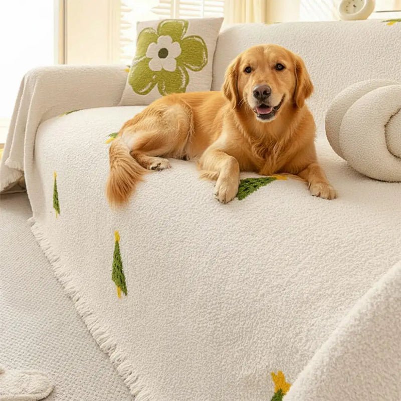 Snowhaven julemyk sofa-teppe med festlig tre-design og myk komfort