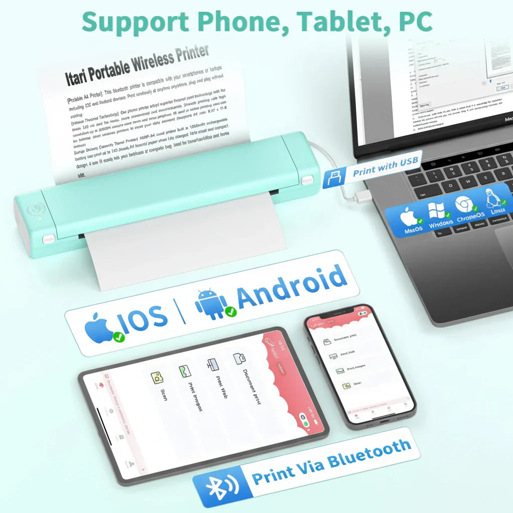 Imprimantă termică Bluetooth compactă pentru imprimare wireless în mișcare