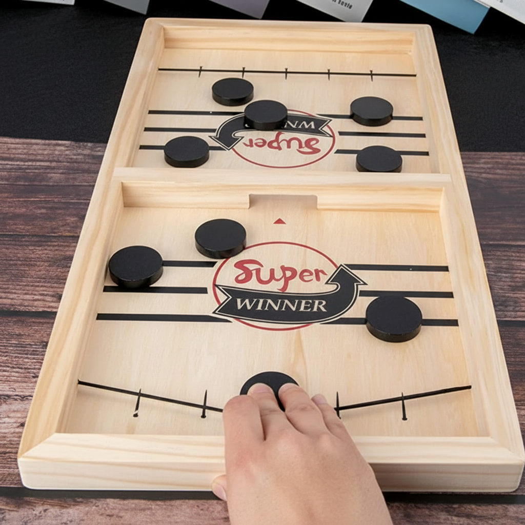 Wooden Sling Puck Board Game For Fast Play Family Travel Fun