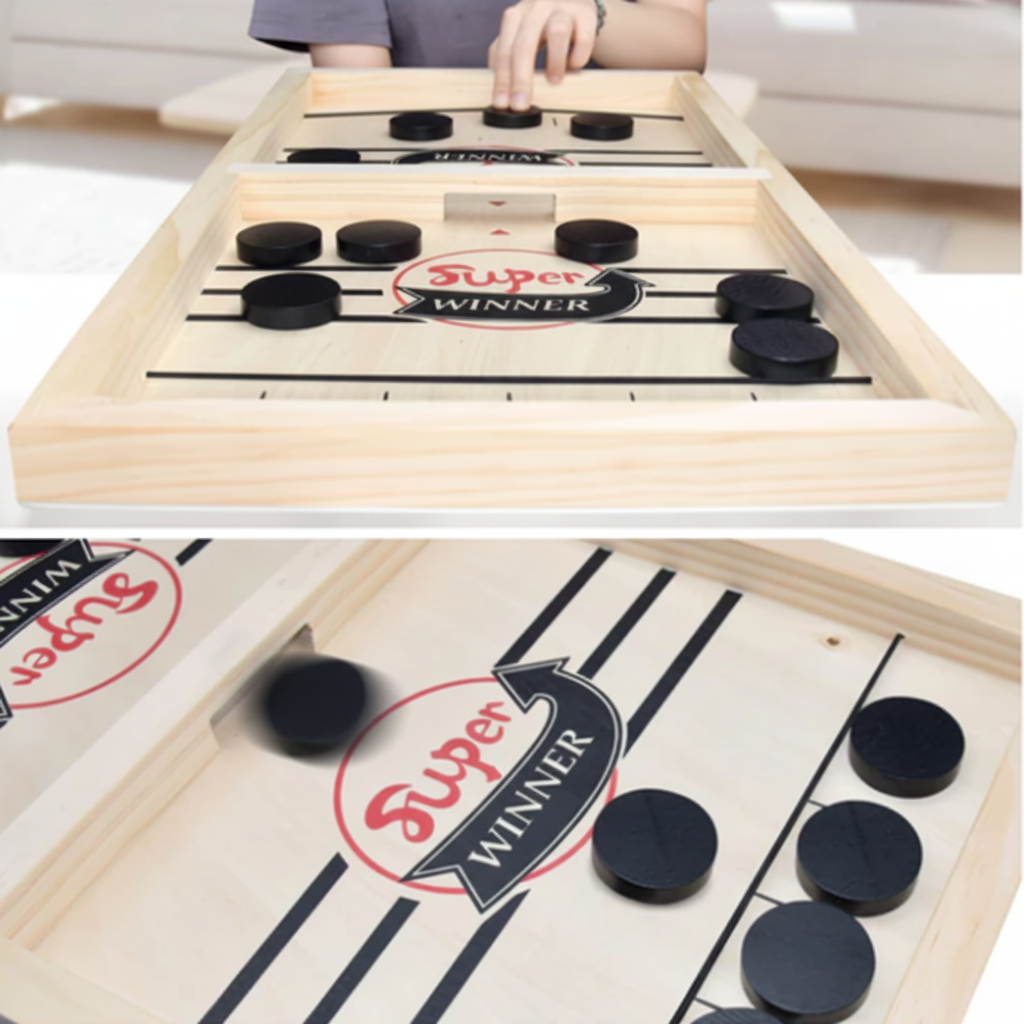 Wooden Sling Puck Board Game For Fast Play Family Travel Fun
