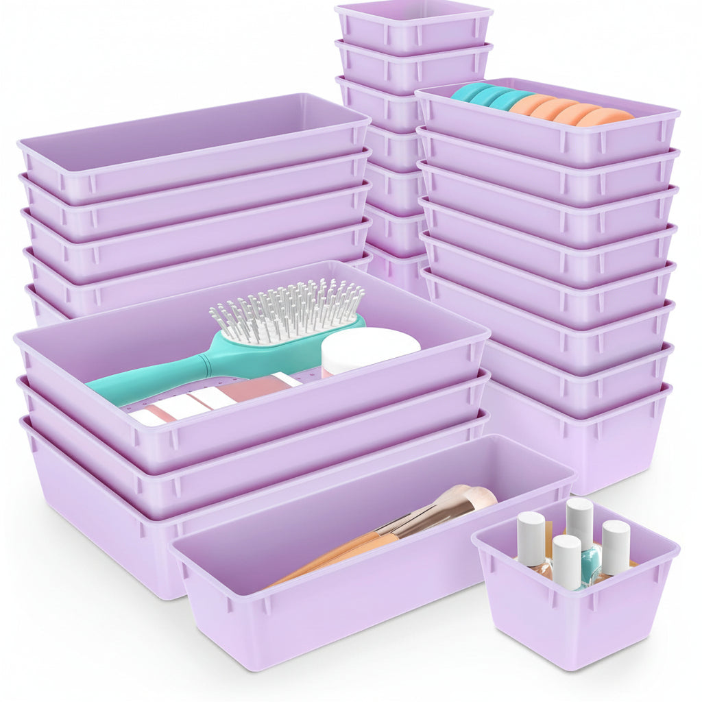 Ensemble de plateaux organisateurs en plastique pour tiroirs, cuisine, bureau et salle de bain