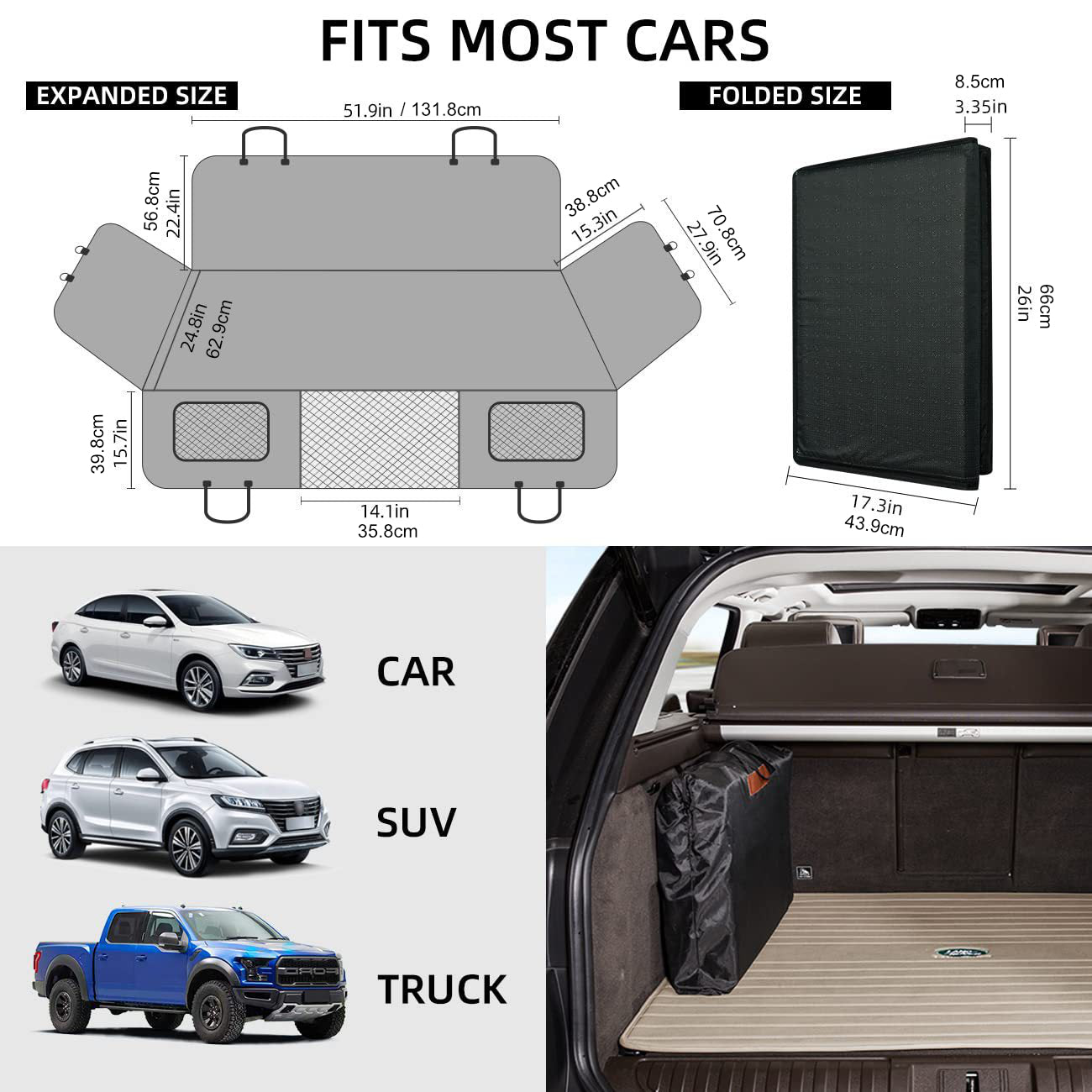 Premium Dog Seat Cover With Hard Bottom For SUVs And Cars