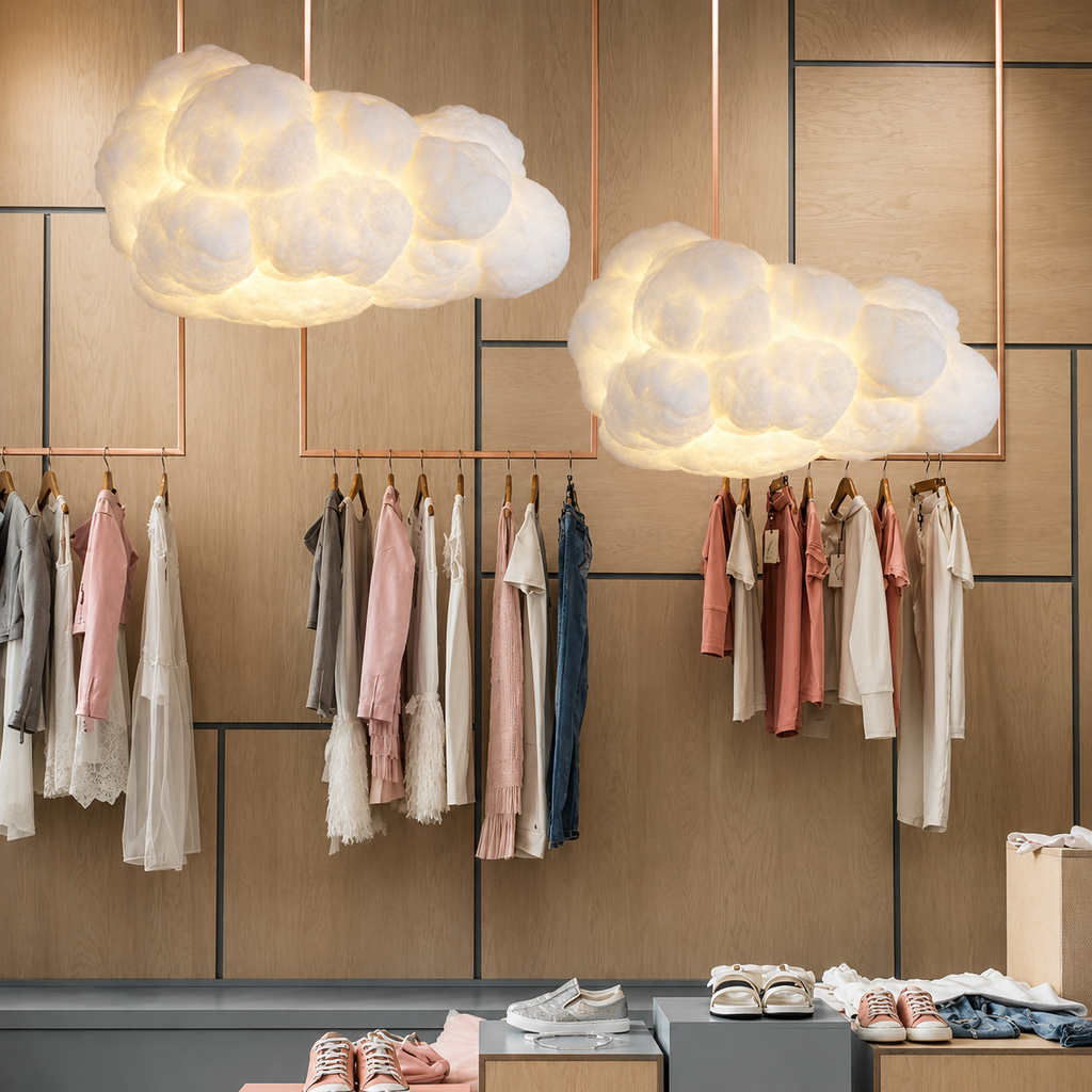 Bílý závěsný lustr White Cloud pro strop v moderním stylu lustrů