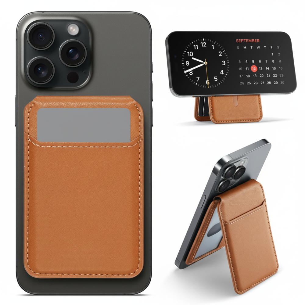 Telefonlommebok med magnetisk stativ og sporingskortholder Find My
